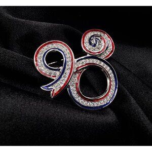 Vintage Swarovski Mickey Mouse Brooch With Red White & Blue Crystals